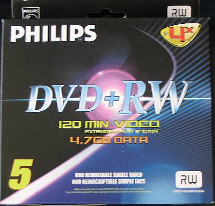 Philips 4x 4.7GB DVD+RW 5pc.